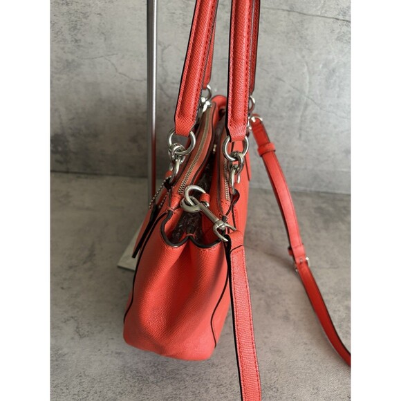 COACH Mini Christie CarryAll Crossgrain Leather Handbag Crossbody Coral EUC - Picture 3 of 7
